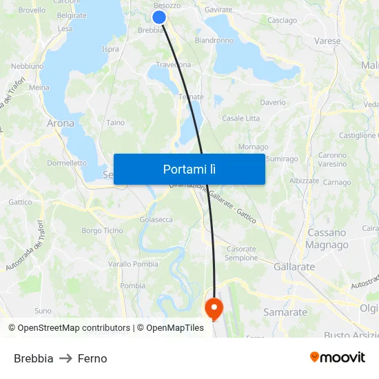 Brebbia to Ferno map