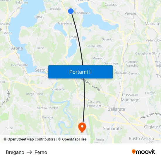 Bregano to Ferno map