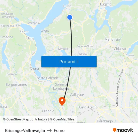 Brissago-Valtravaglia to Ferno map