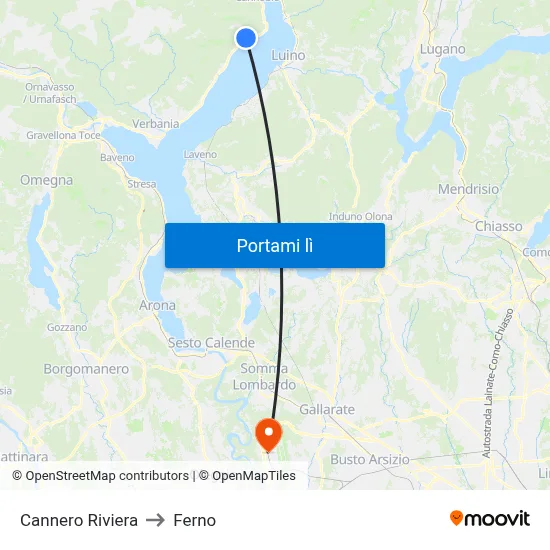 Cannero Riviera to Ferno map