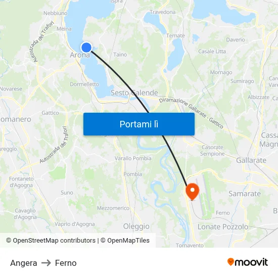 Angera to Ferno map