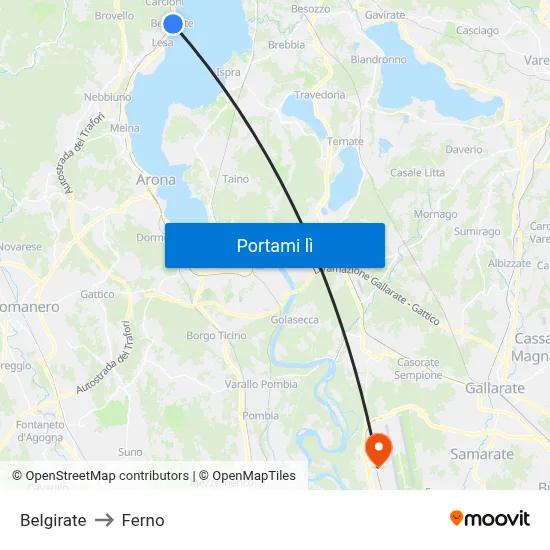 Belgirate to Ferno map
