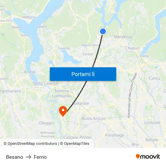 Besano to Ferno map