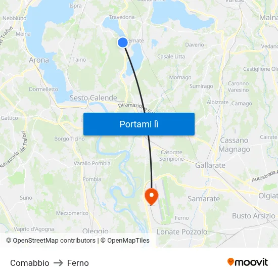 Comabbio to Ferno map