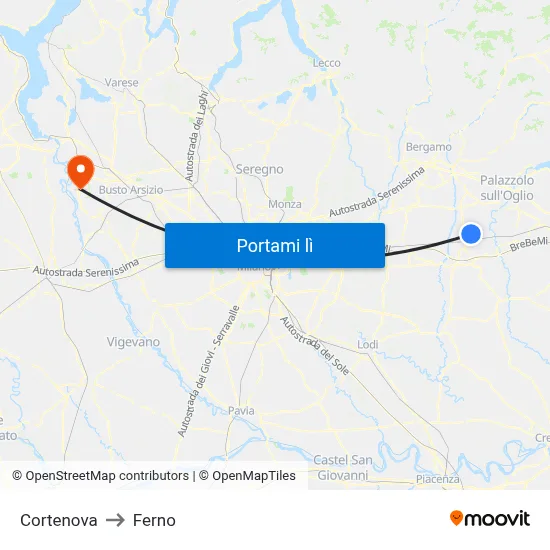 Cortenova to Ferno map