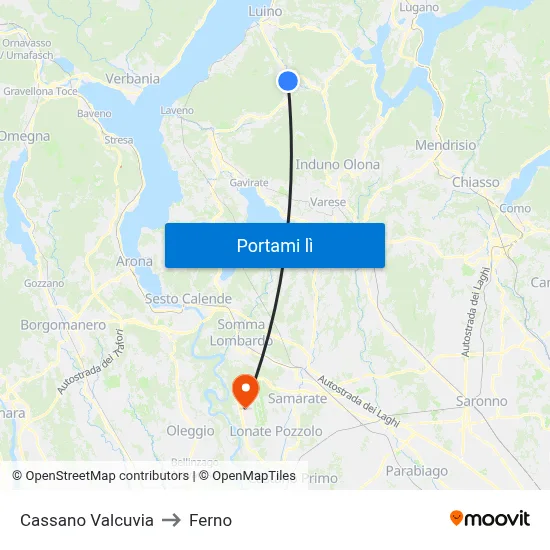 Cassano Valcuvia to Ferno map