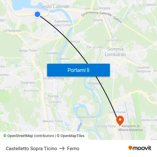 Castelletto Sopra Ticino to Ferno map