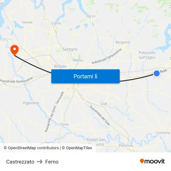 Castrezzato to Ferno map