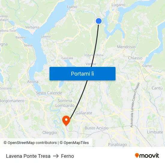 Lavena Ponte Tresa to Ferno map