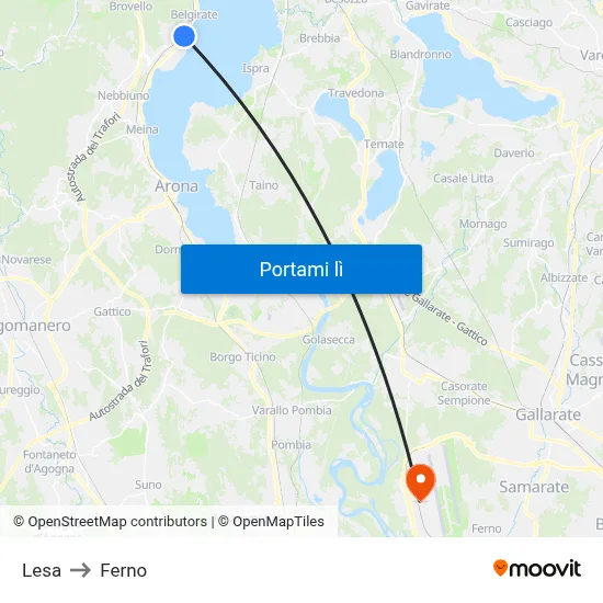 Lesa to Ferno map
