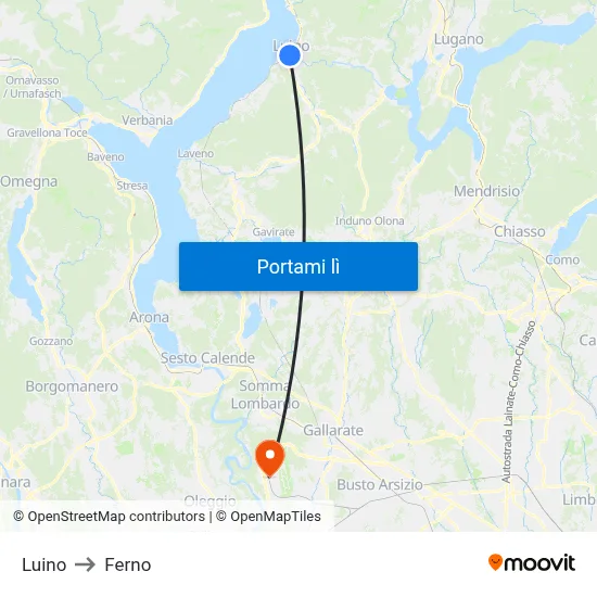 Luino to Ferno map