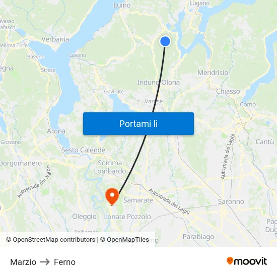 Marzio to Ferno map