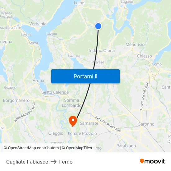 Cugliate-Fabiasco to Ferno map