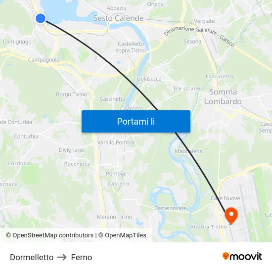 Dormelletto to Ferno map