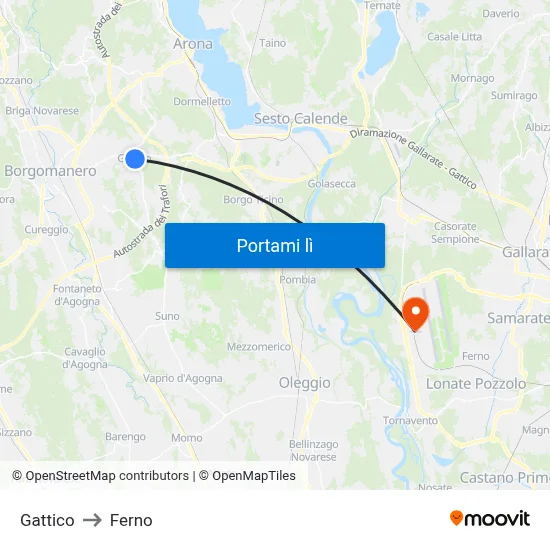 Gattico to Ferno map