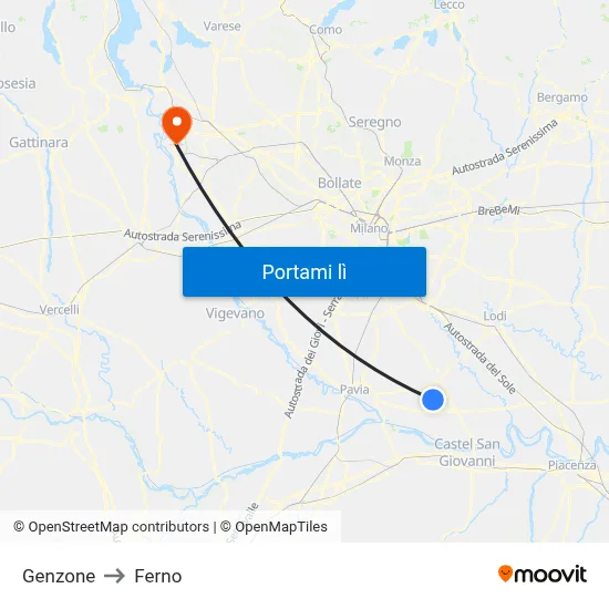 Genzone to Ferno map