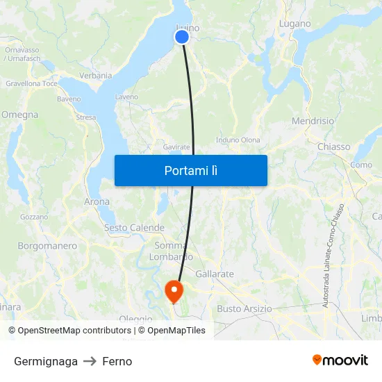 Germignaga to Ferno map