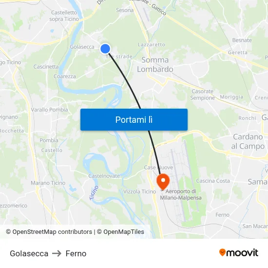 Golasecca to Ferno map