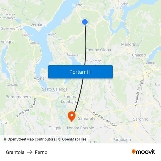 Grantola to Ferno map