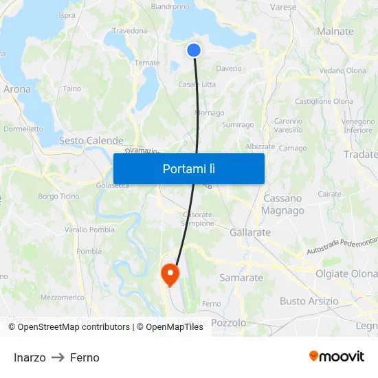 Inarzo to Ferno map