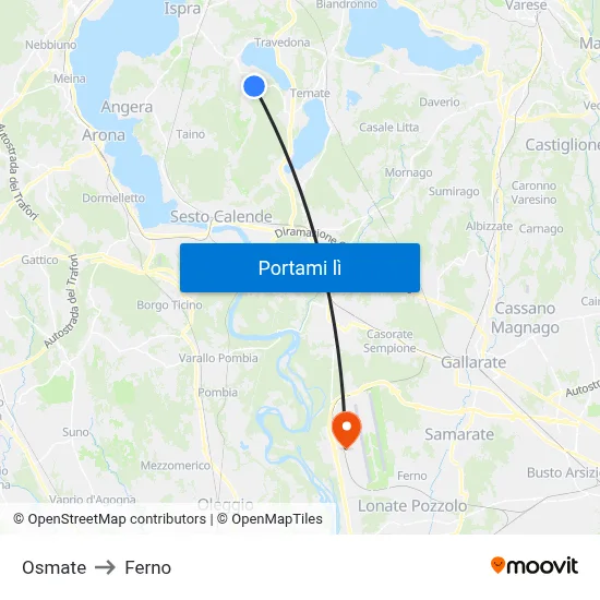 Osmate to Ferno map