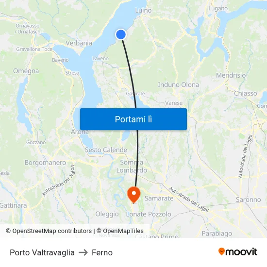 Porto Valtravaglia to Ferno map