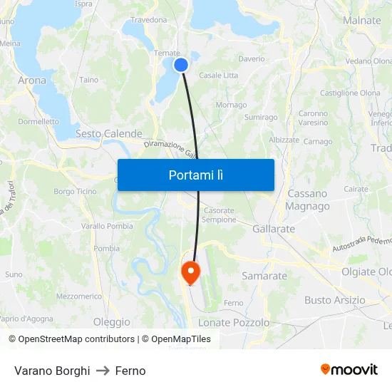 Varano Borghi to Ferno map