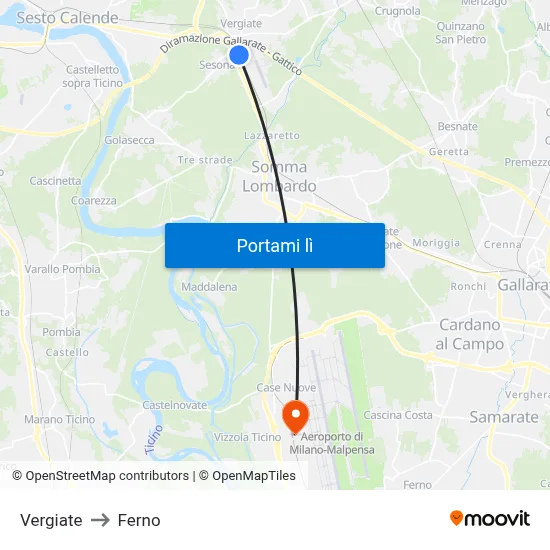 Vergiate to Ferno map