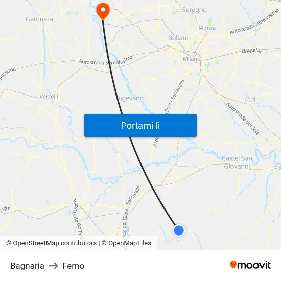 Bagnaria to Ferno map