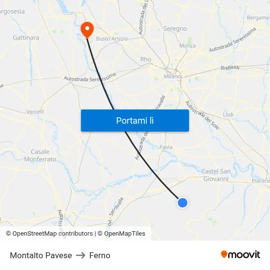 Montalto Pavese to Ferno map