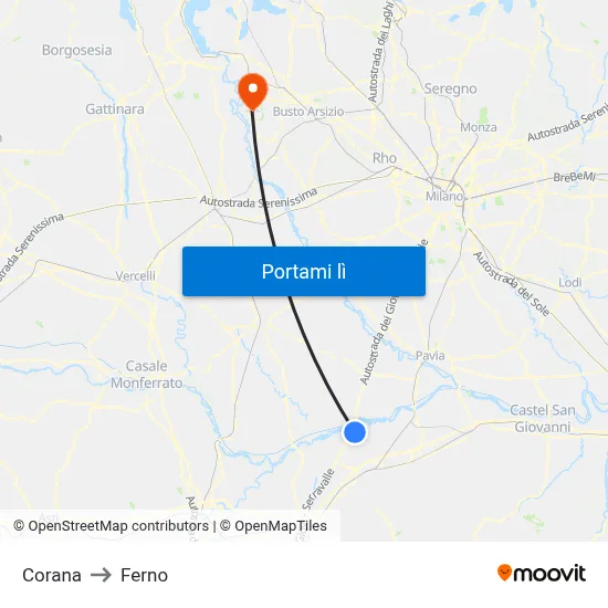 Corana to Ferno map