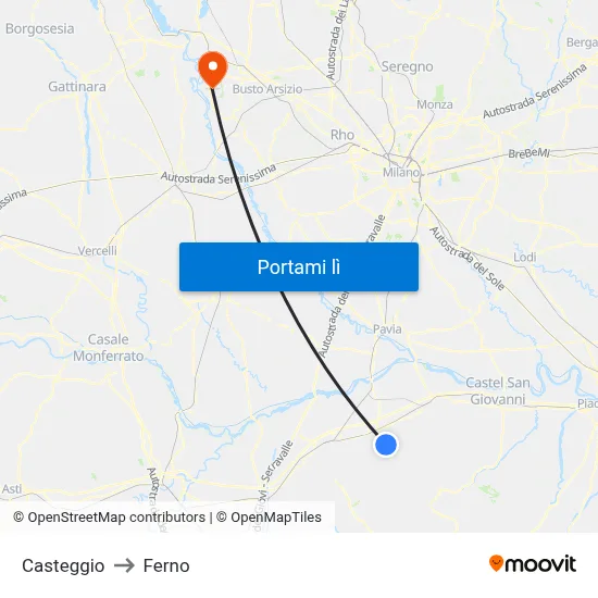 Casteggio to Ferno map