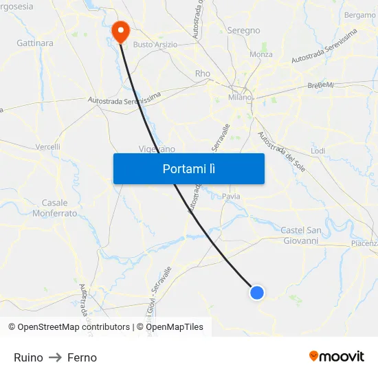 Ruino to Ferno map
