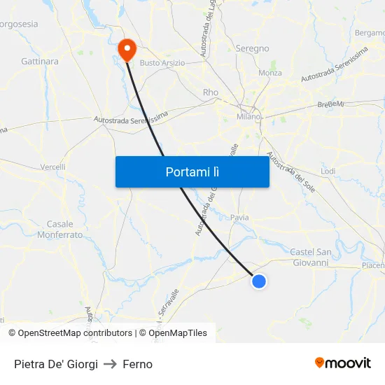 Pietra De' Giorgi to Ferno map