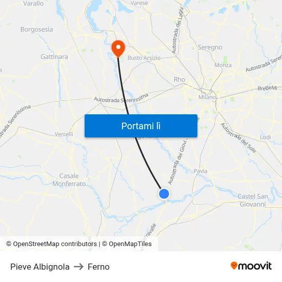 Pieve Albignola to Ferno map