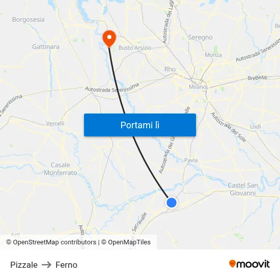 Pizzale to Ferno map