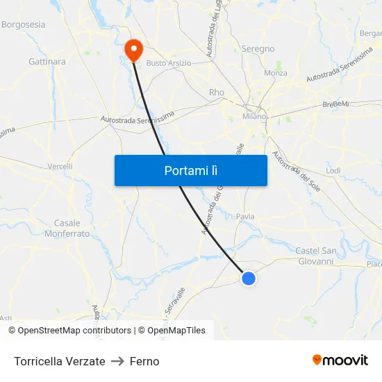Torricella Verzate to Ferno map