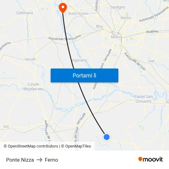 Ponte Nizza to Ferno map