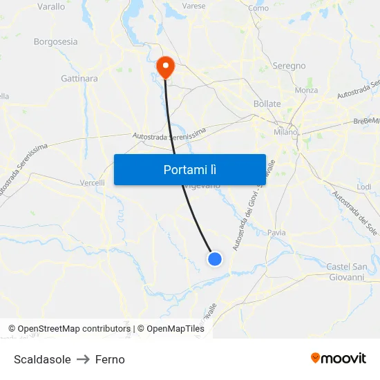 Scaldasole to Ferno map