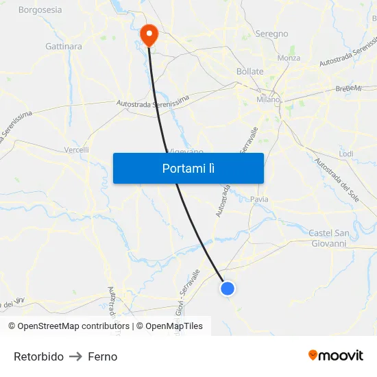 Retorbido to Ferno map