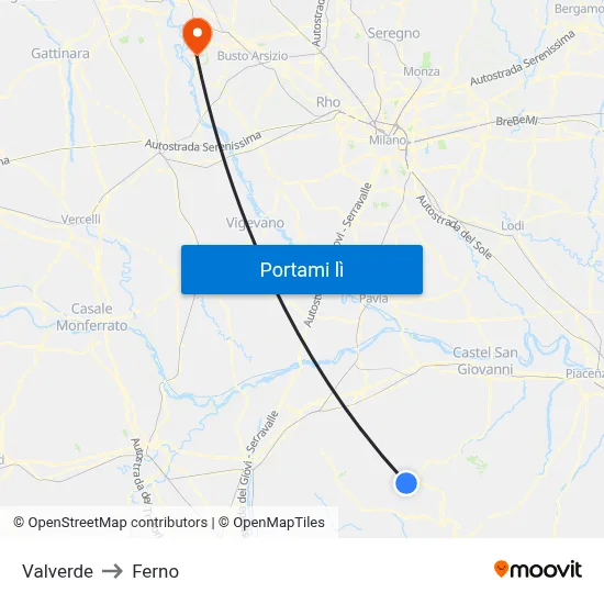 Valverde to Ferno map