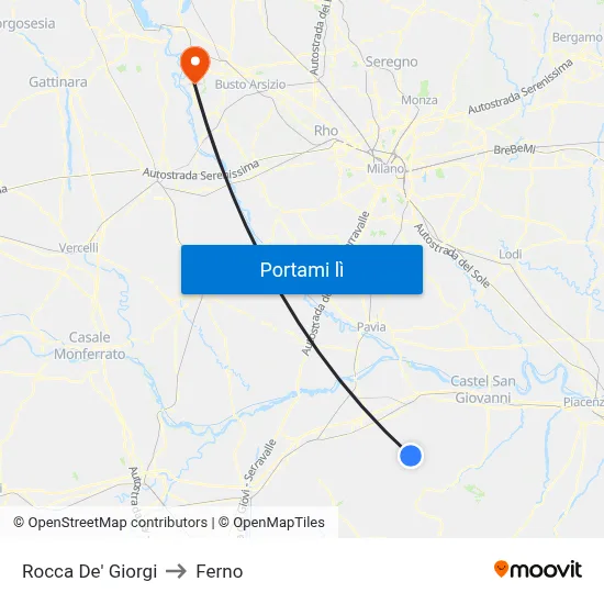 Rocca De' Giorgi to Ferno map