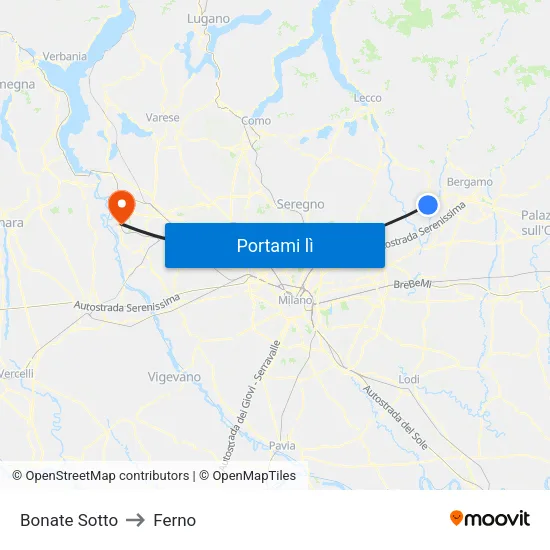 Bonate Sotto to Ferno map