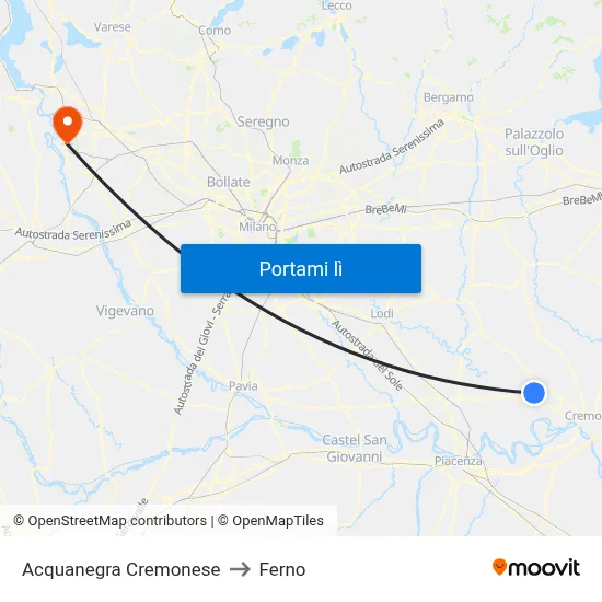 Acquanegra Cremonese to Ferno map