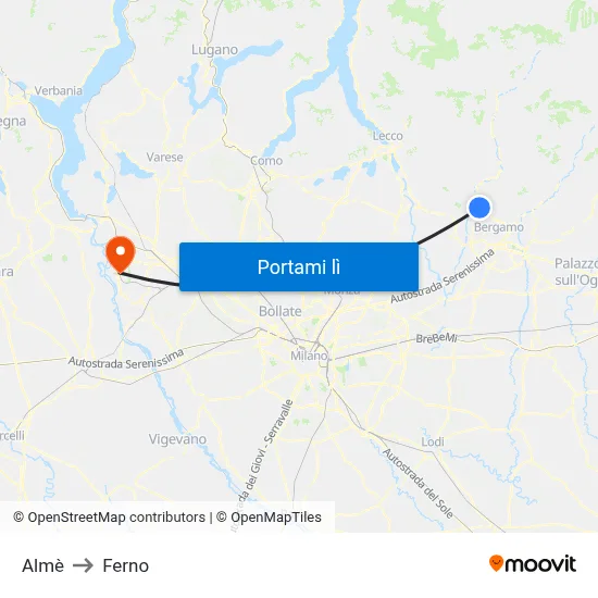 Almè to Ferno map