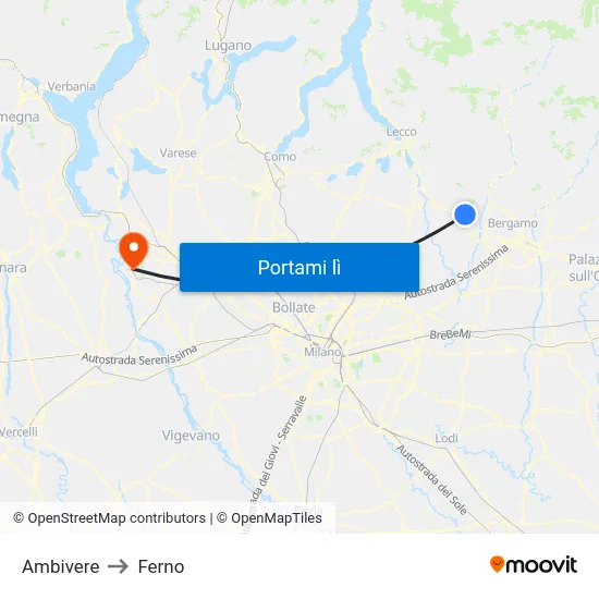 Ambivere to Ferno map