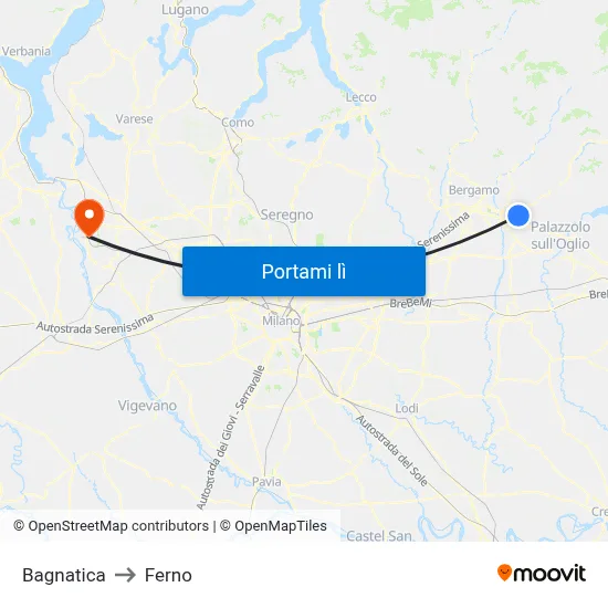 Bagnatica to Ferno map