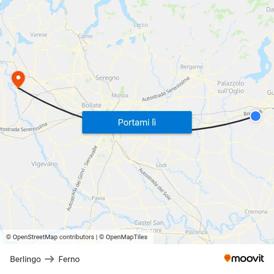 Berlingo to Ferno map