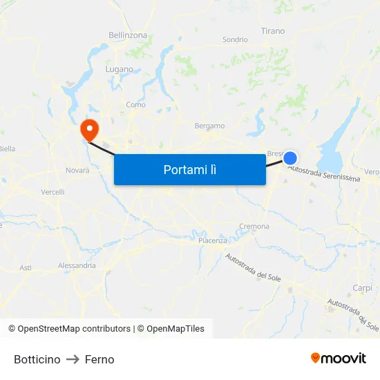 Botticino to Ferno map