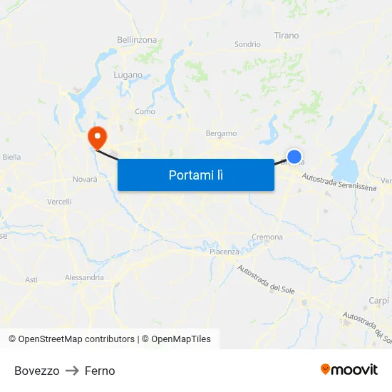 Bovezzo to Ferno map